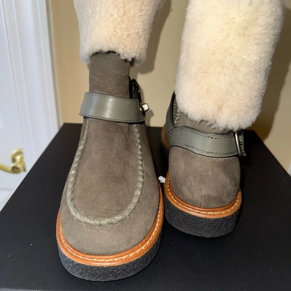 COACH  Shearling-Lined Moto Boots Suede size 8 NEW NIB - Picture 9 of 14